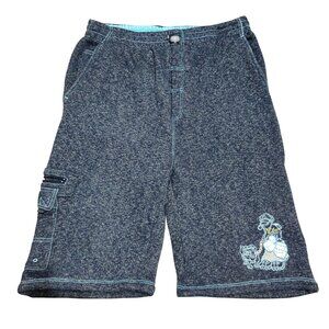 PF XXL Blue Cargo Shorts Baggy Y2K Skater Embroidered Graphic Hip Hop Vintage
